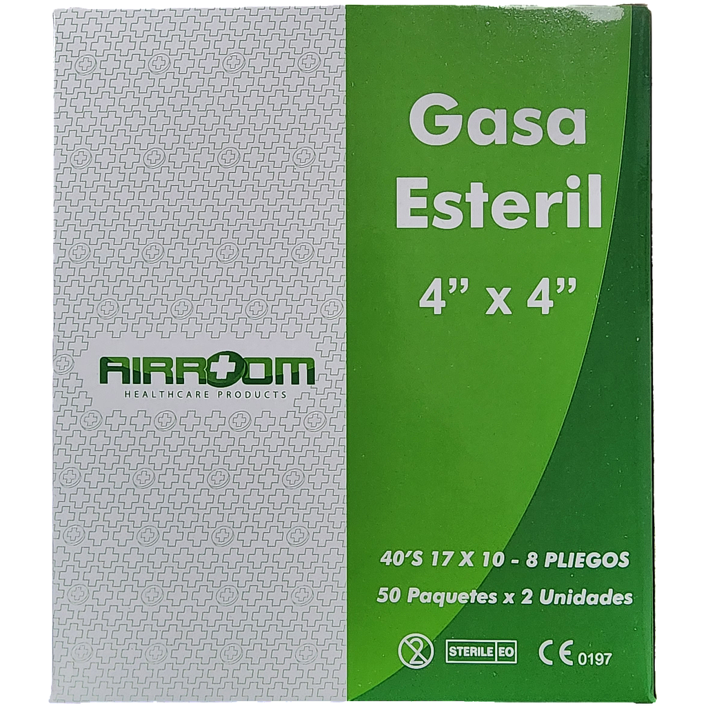 Gasa Esteril Airrom 4x4 x 100 Unds/50 Sobres/2 Unds