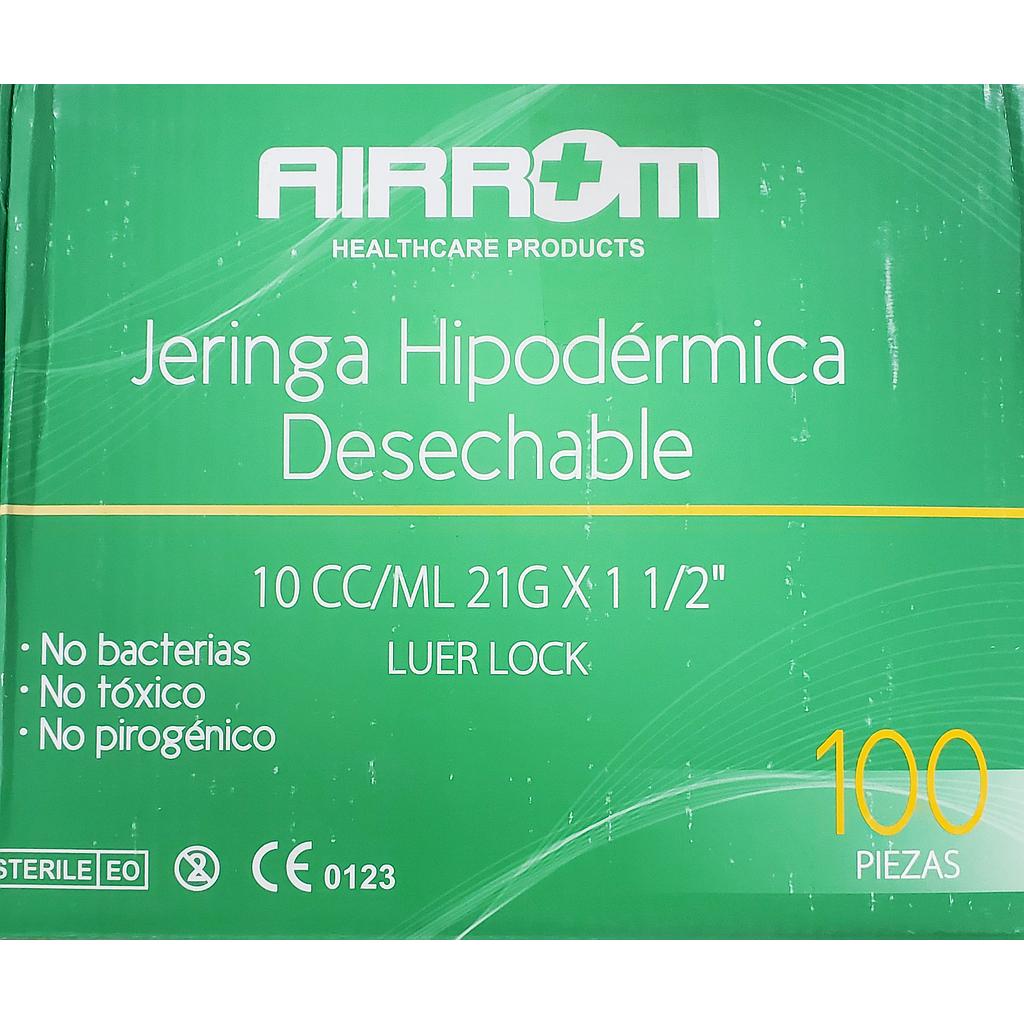 Jeringa Airrom 10cc 21g x 1 1/2 Luer Lock x 100 Unds