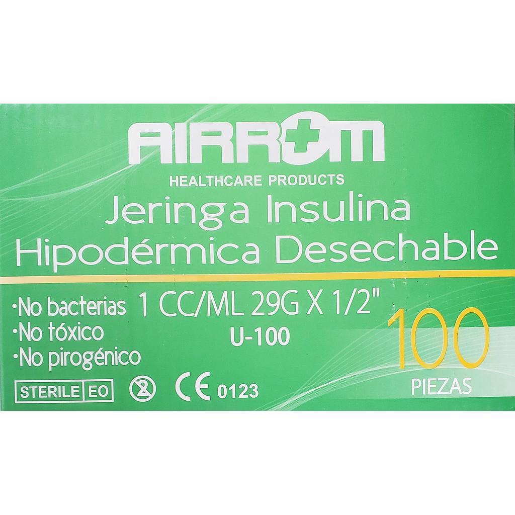 Jeringa Airrom Insulina 1ml 27g x 1/2 1cc x 100 Unds