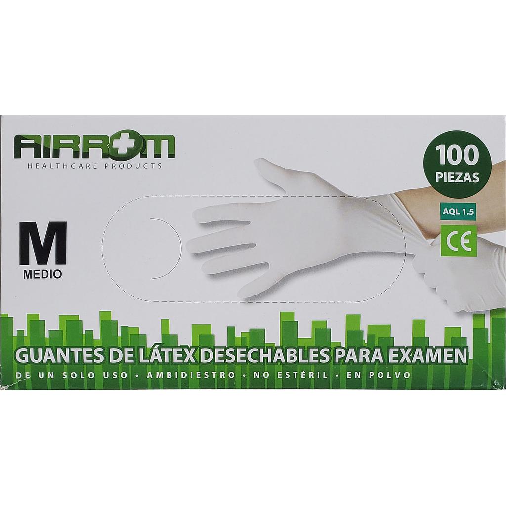 Guantes C/Polvo Latex Medium Airrom x Caja 100 Unds