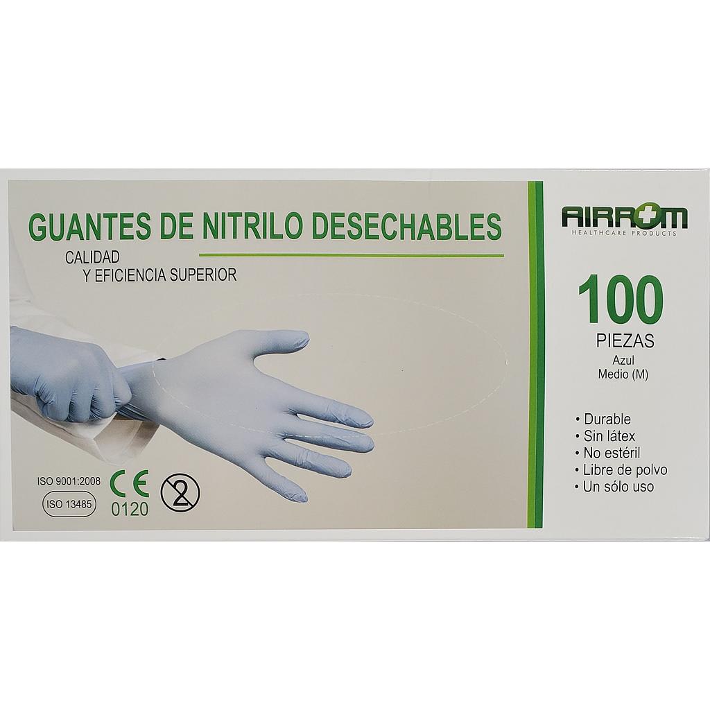 Guantes C/Polvo Nitrilo Medium Azul Airrom x Caja 100 Unds