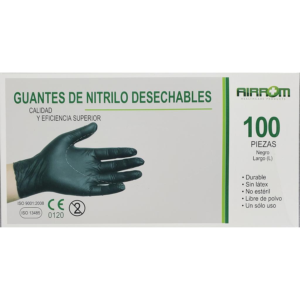 Guantes C/Polvo Nitrilo Large Negro Airrom x Caja 100 Unds