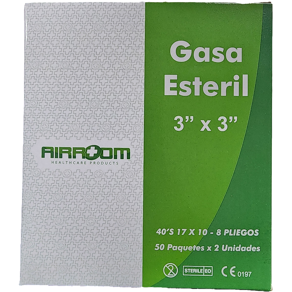 Gasa Esteril Airrom 3x3 x 100 Unds/50 Sobres/2 Unds