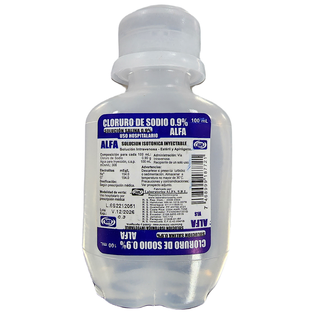 Cloruro de Sodio (Solucion Salina) 0.9% Fco 100ml x 1 Unds
