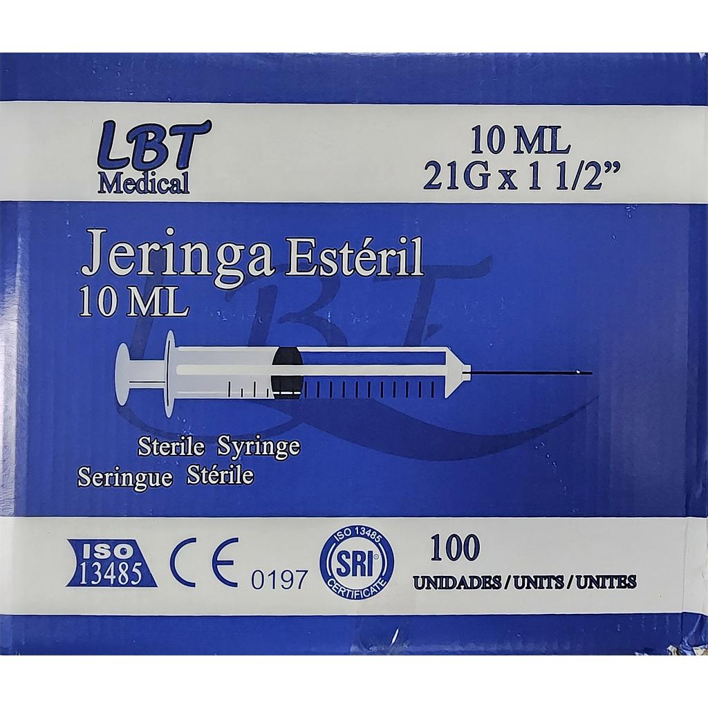 Jeringa Lbt Medical 10ml 21g x 1 1/2 Luer Lock x 100 Unds